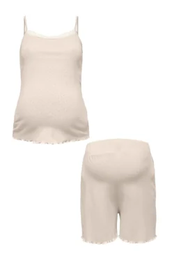 Conjunto de top e shorts de maternity com alças