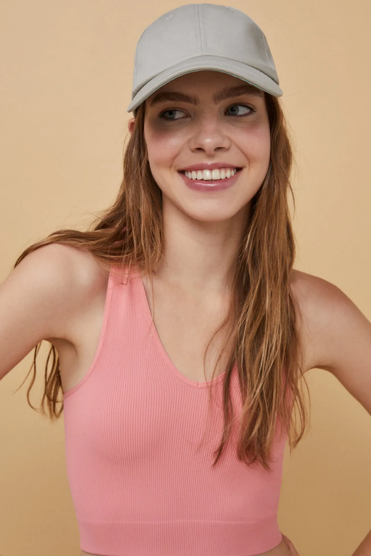 Crop top decote V sem costuras vermelho-escuro
