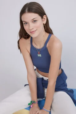Crop top halter sem costuras azul