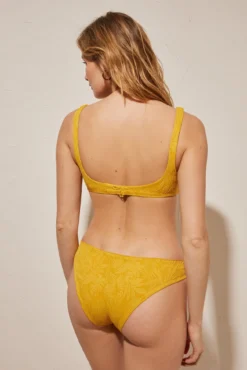 Cueca biquíni amarela argola lateral