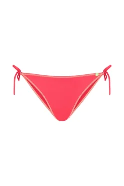 Cueca biquíni coral com tiras