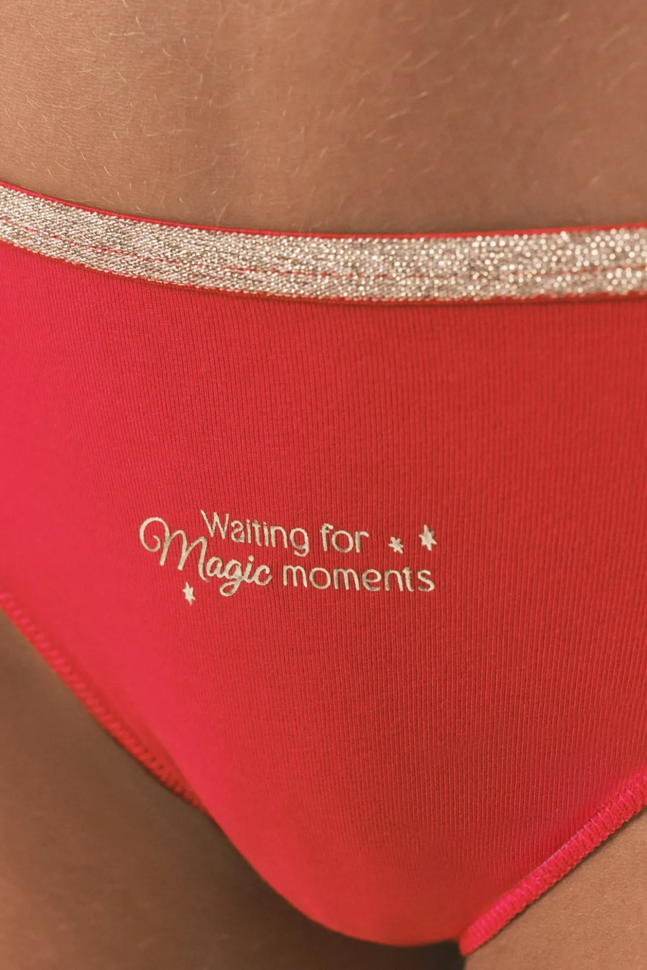 Cueca clássica de algodão lurex vermelho