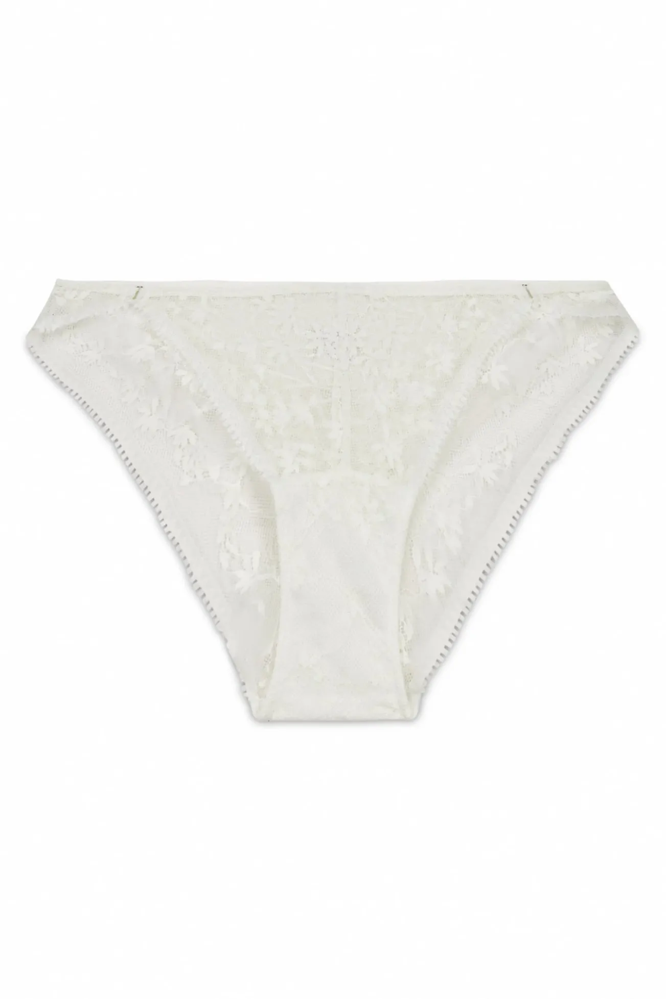 Cueca clássica de renda lurex branca