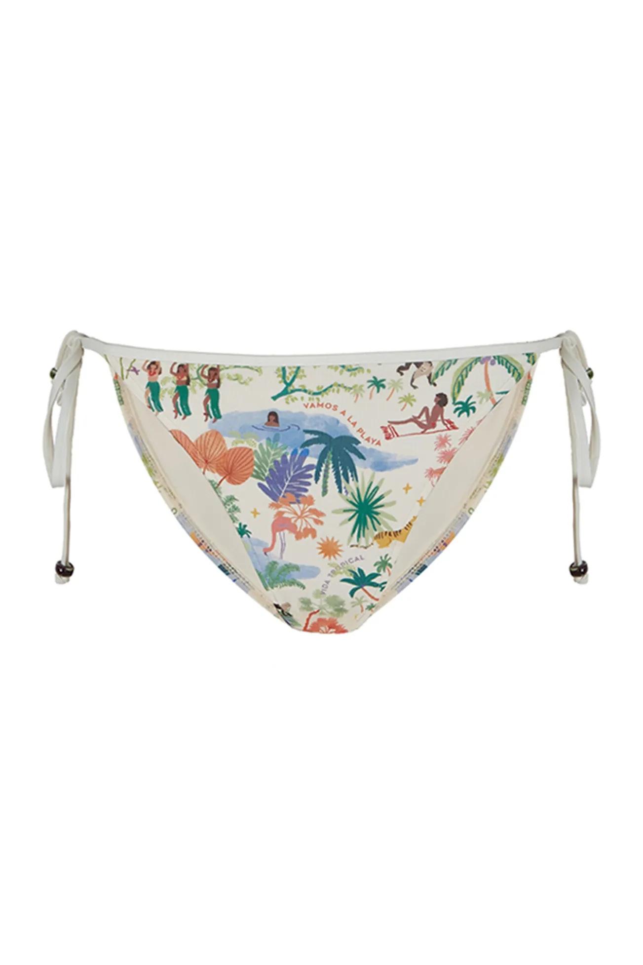 Cueca clássica do biquíni com paisagem tropical