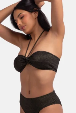 Cueca de biquíni brasileira lurex preta