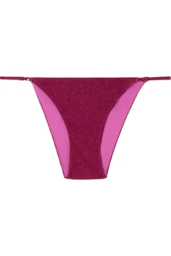 Cueca de biquíni clássica com tiras brilhantes rosa