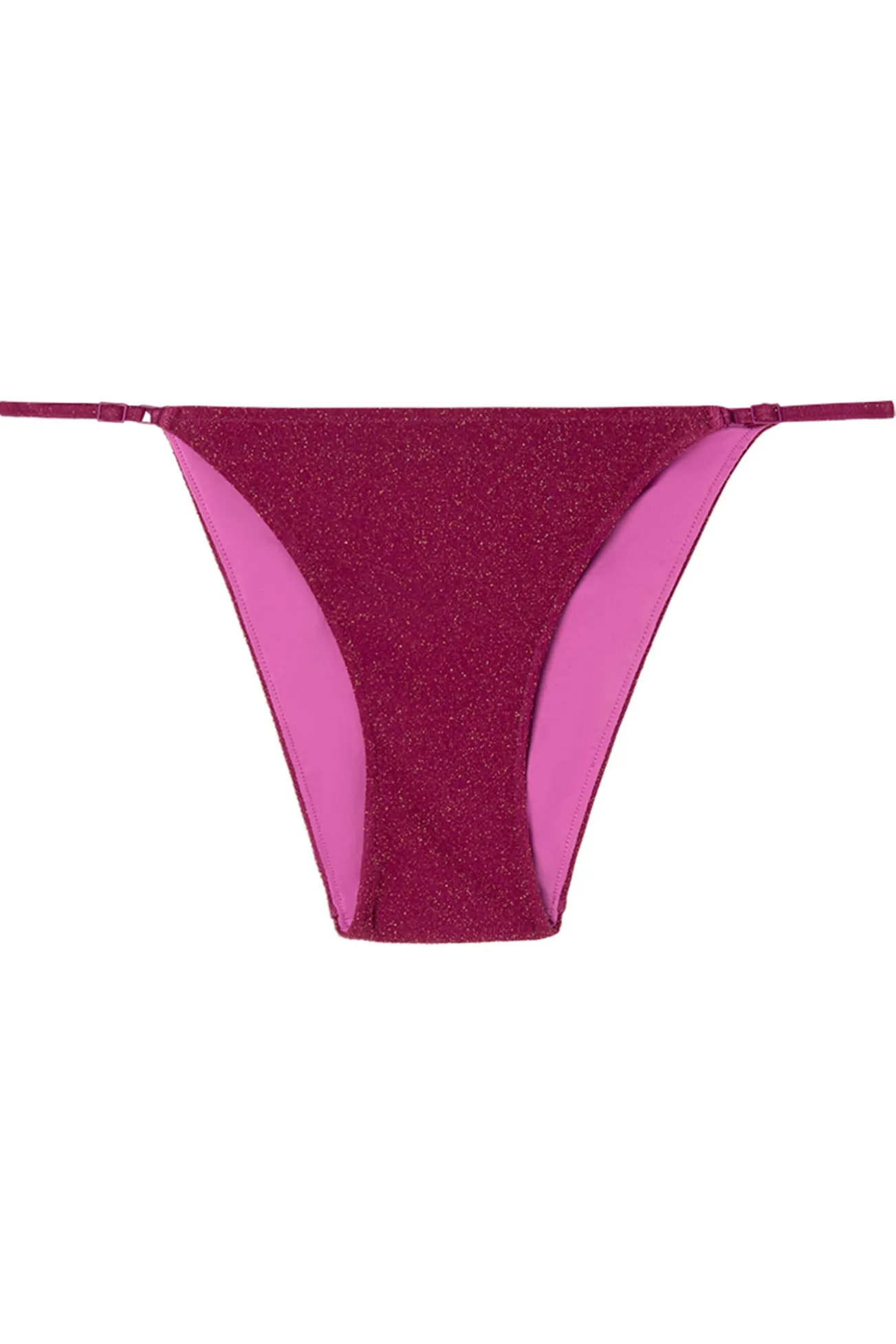 Cueca de biquíni clássica com tiras brilhantes rosa