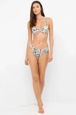 Cueca de biquíni estampado mosaico tropical