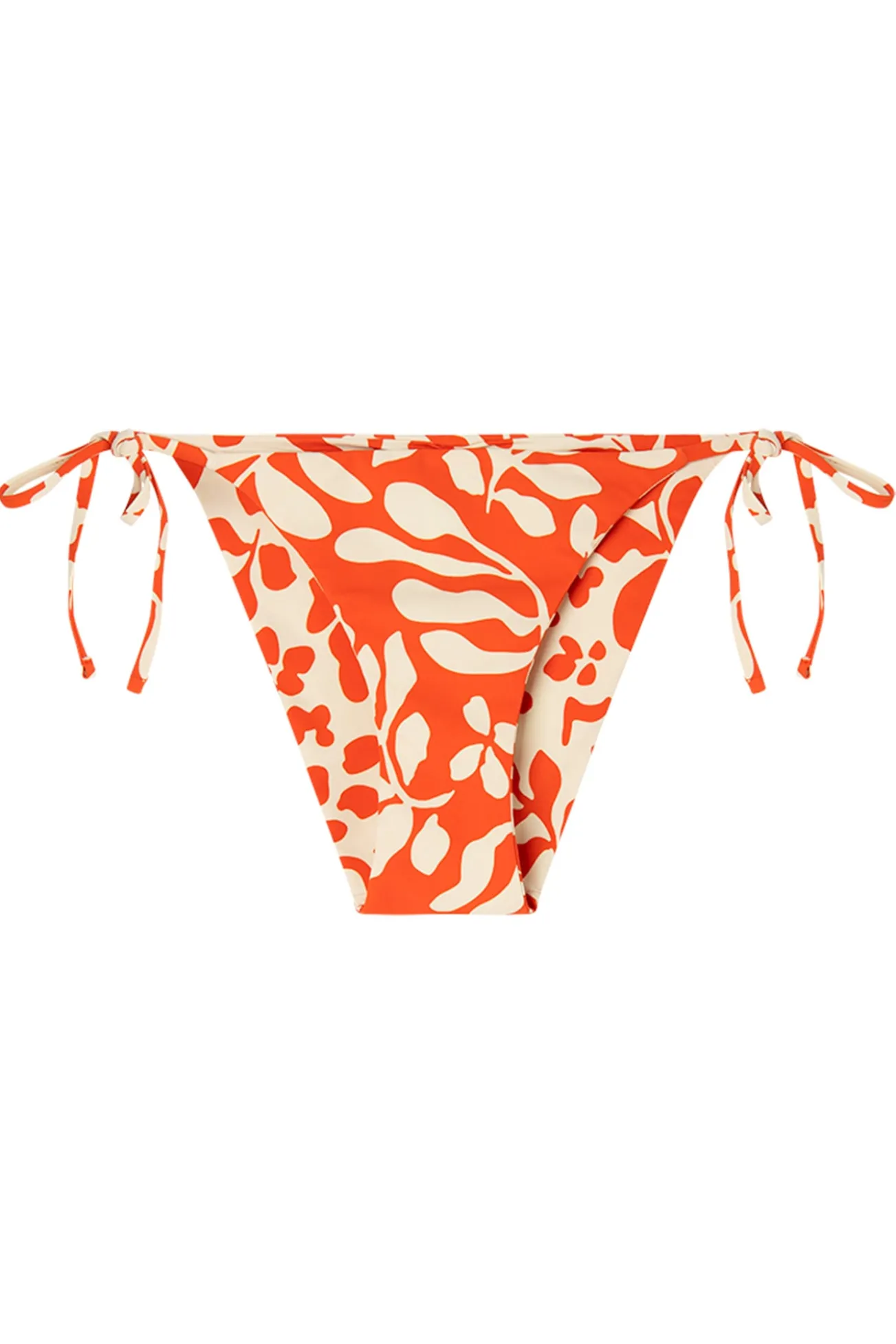 Cueca de biquíni reversível com tiras estampadas vermelhas