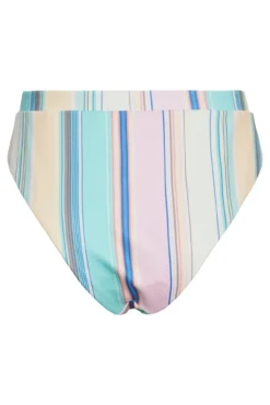 Cuequinha alta de biquíni com estampado às riscas.