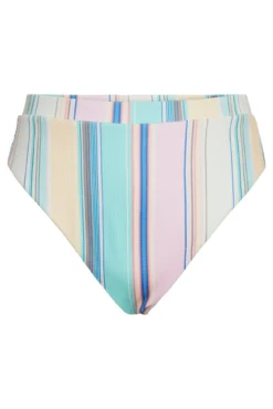Cuequinha alta de biquíni com estampado às riscas.