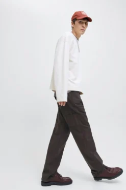 Denim cargo calça