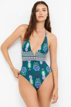 Fato de banho halter sem aro estampado