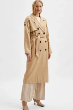 Gabardina longa clássica em LYOCELL TENCEL