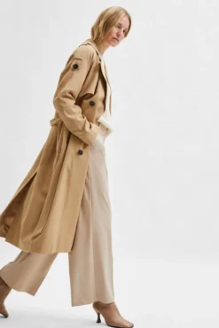 Gabardina longa clássica em LYOCELL TENCEL