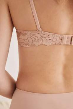 GORGEOUS Soutien push-up tule microfibra e renda rosa