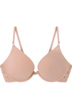 GORGEOUS Soutien push-up tule microfibra e renda rosa