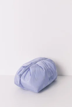 Grande nécessaire acolchoada com strass azul
