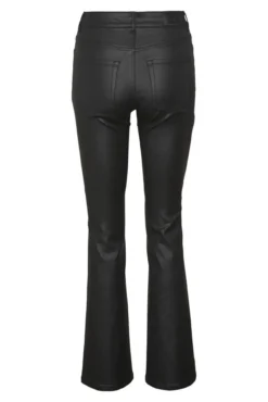 Jeans largos femininos com efeito polipele