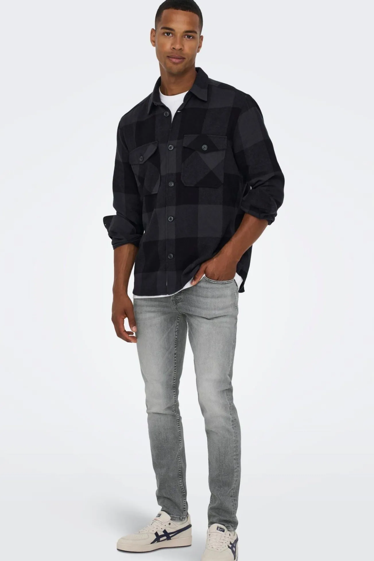 Jeans slim cinzento-escuro