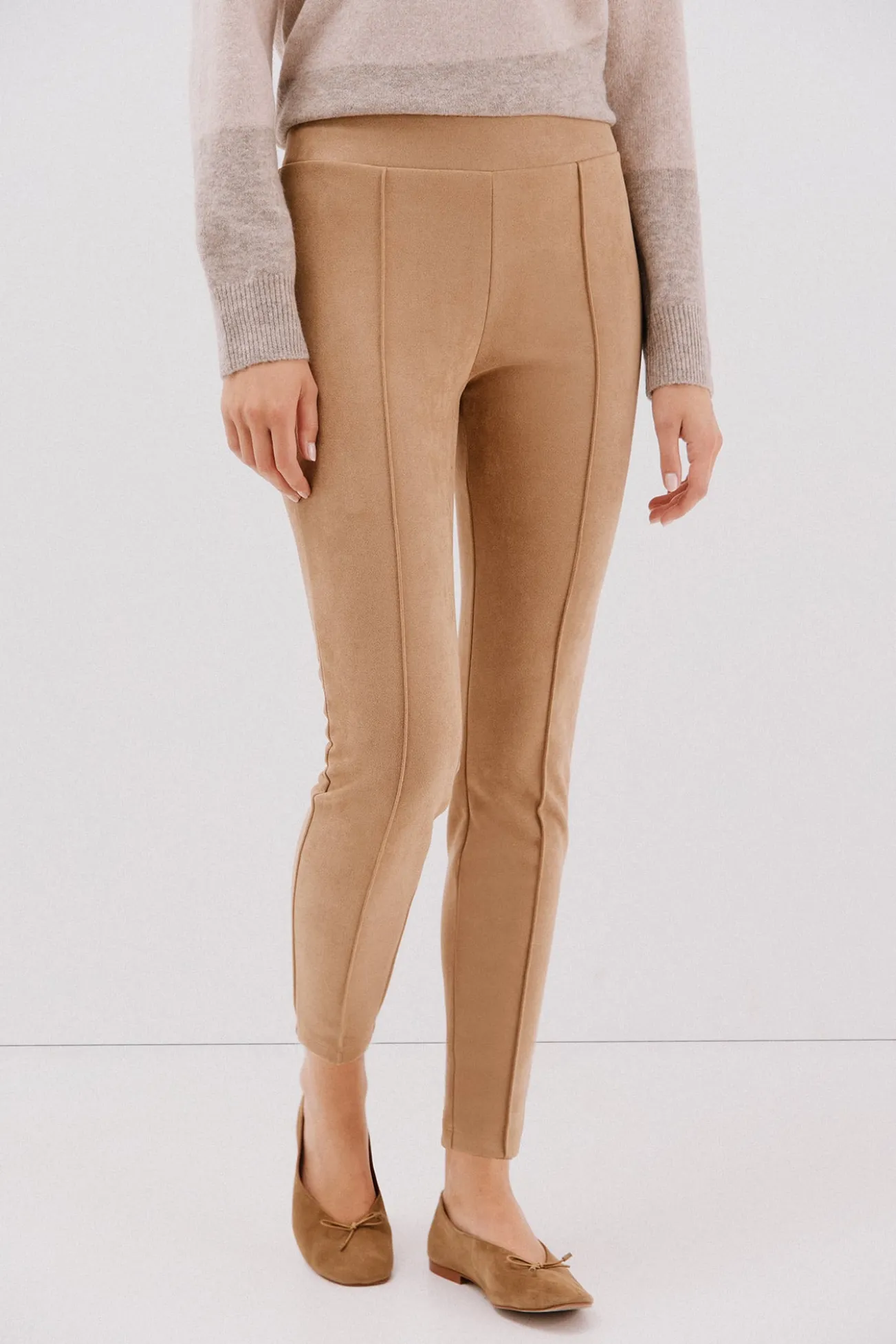 Leggings femininas com efeito camurça