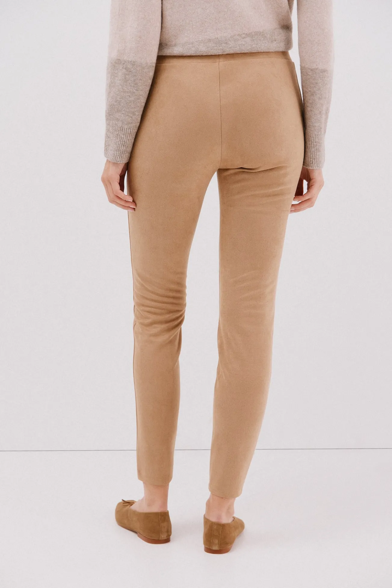 Leggings femininas com efeito camurça