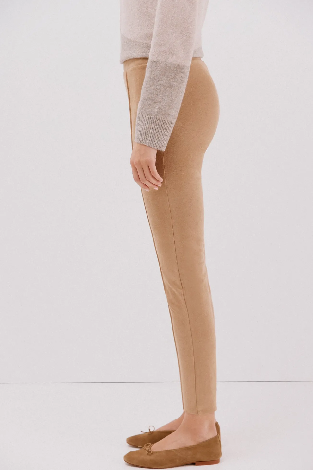 Leggings femininas com efeito camurça