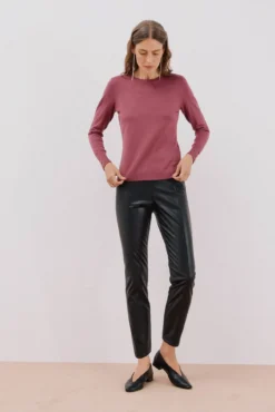 Leggings femininas de polipele sintético elástico