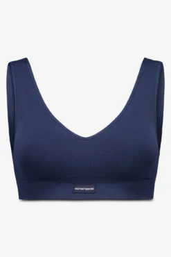 LOVELY top azul escuro canelado sem costura
