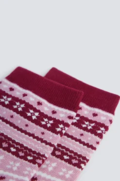 Meia longa jacquard com bordas