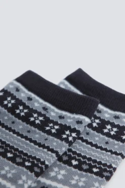 Meia longa jacquard com bordas