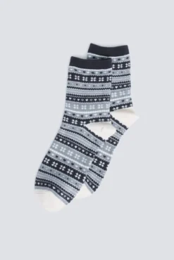Meia longa jacquard com bordas