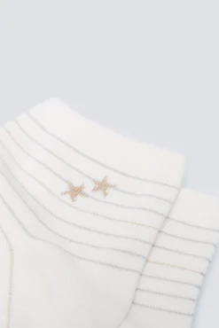 Meias curtas com riscas e estrelas de lurex