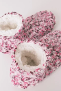 Meias curtas de malha rosa