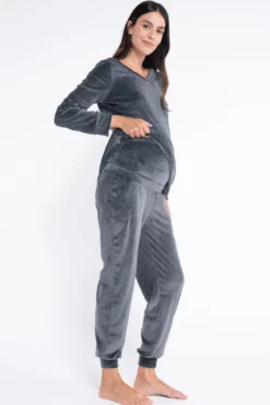 Pacote de pijama peludo com decote em V