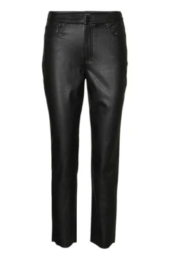 Pantalón recto efecto piel