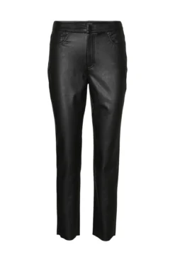 Pantalón recto efecto piel