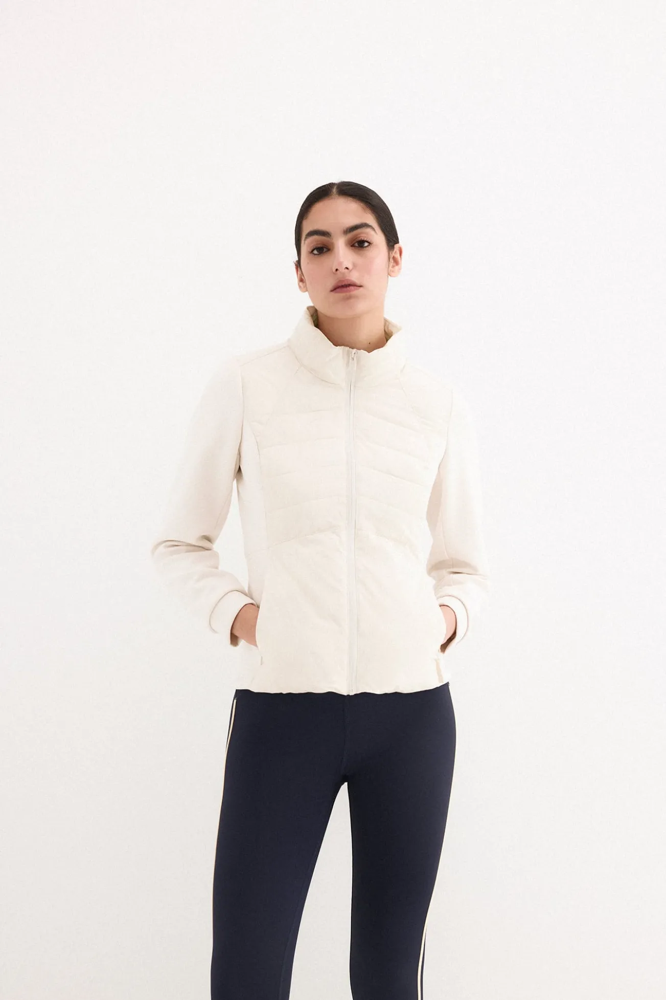 Parka combinada cintada