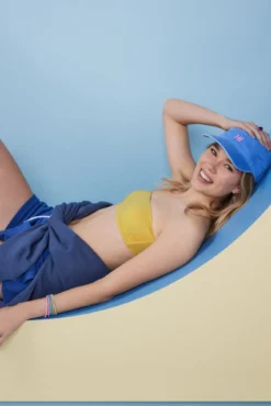 Parte de cima de biquíni bandeau amarelo