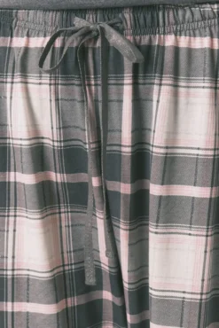 Pijama comprido 100% algodão cinzento xadrez Stitch