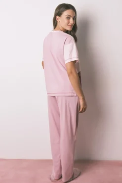 Pijama comprido 100% algodão com manga curtas