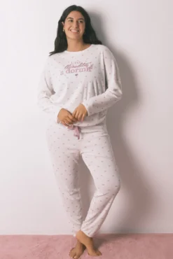 Pijama comprido de malha waffle