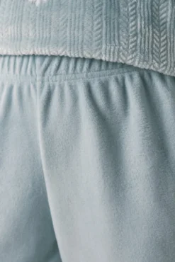 Pijama comprido em polar texturizado azul