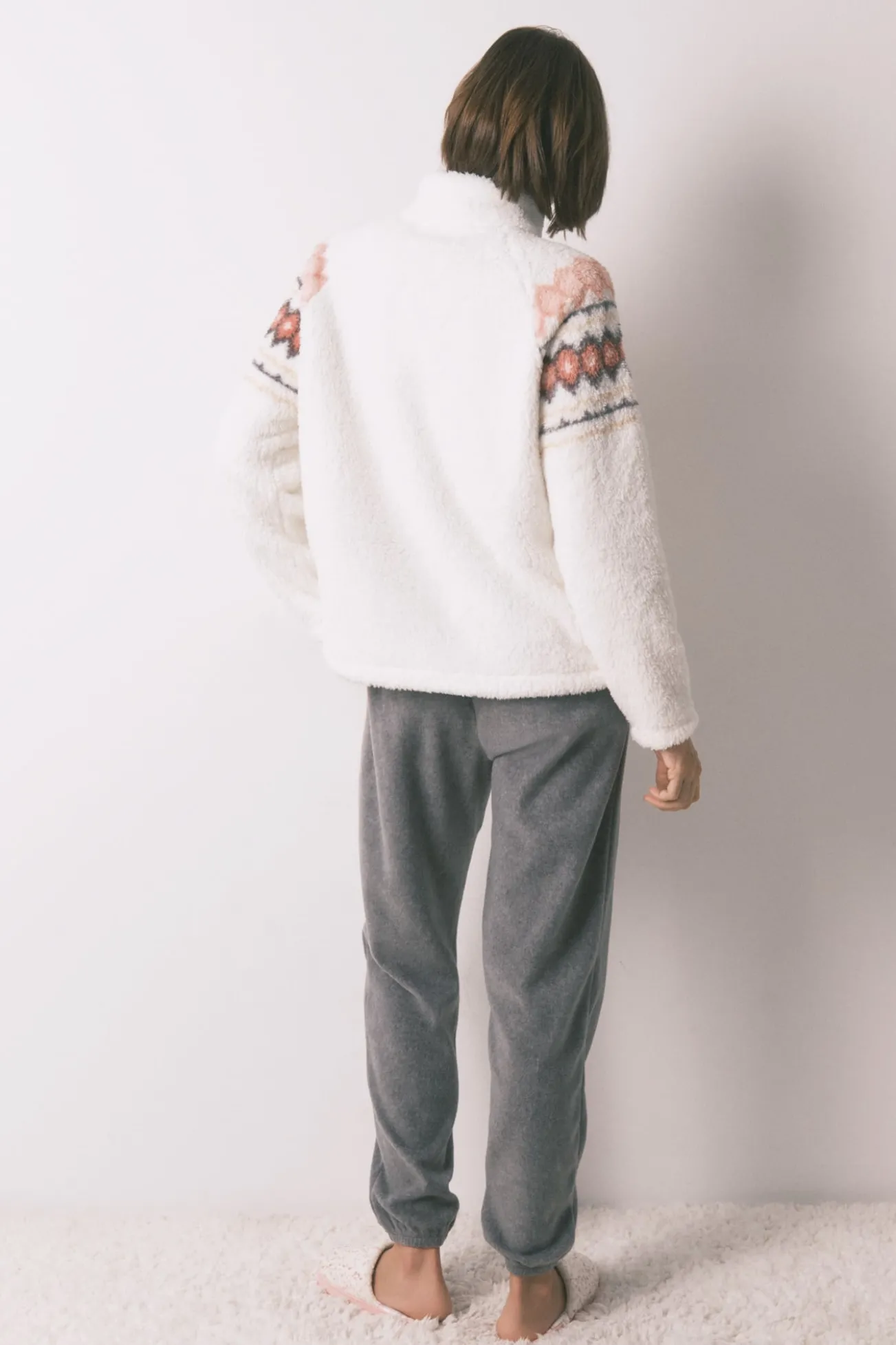 Pijama comprido polar suave estampado fair isle