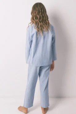 Pijama infantil camisa às riscas, 100% algodão