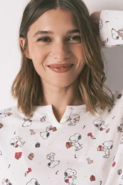 Pijama longo 100% algodão branco Snoopy