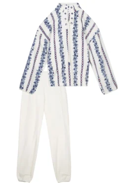 Pijama longo de lã polar com flores