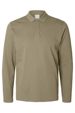 Polo de manga comprida de algodão reciclado.