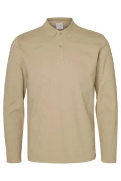 Polo de manga comprida de algodão reciclado.