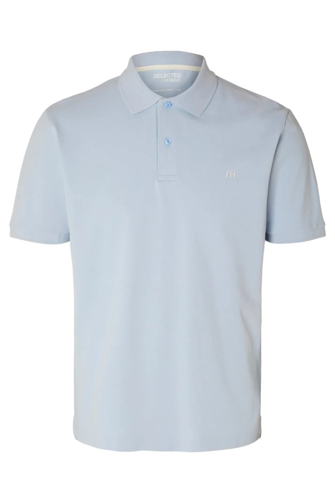 Polo de manga curta com logo bordado 100% algodão orgânico.